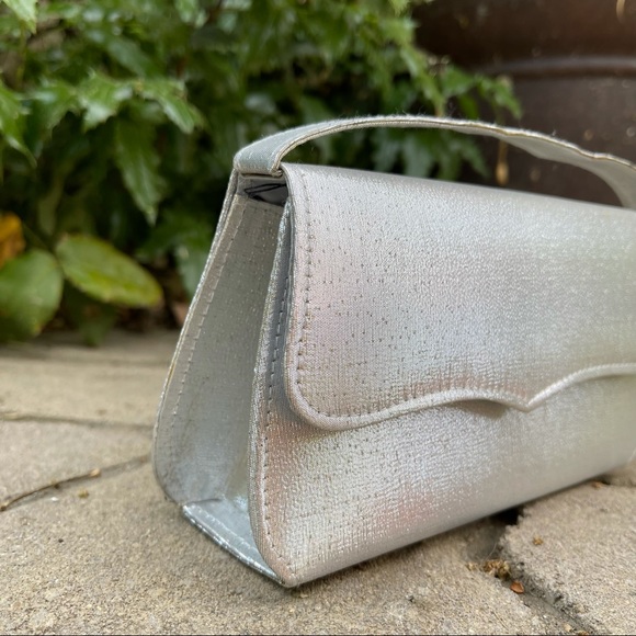 Silver Shimmer Mini Handbag W/ Strap For Crossbody - Picture 2 of 11